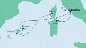 Auf der Route Mediterrane Higlights lernt ihr vier Insel kennen. Screenshot aida.de