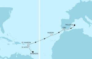 Die Route der Transreise. Foto: Screenshot TUICruises.com