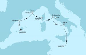 Die Route der Rainbow Cruise auf Mein Schiff 2. Karte: TUI Cruises