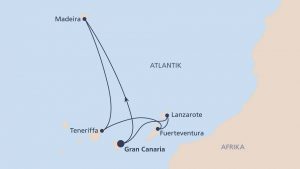 Die Kanarenroute. Grafik: AIDA Crusies