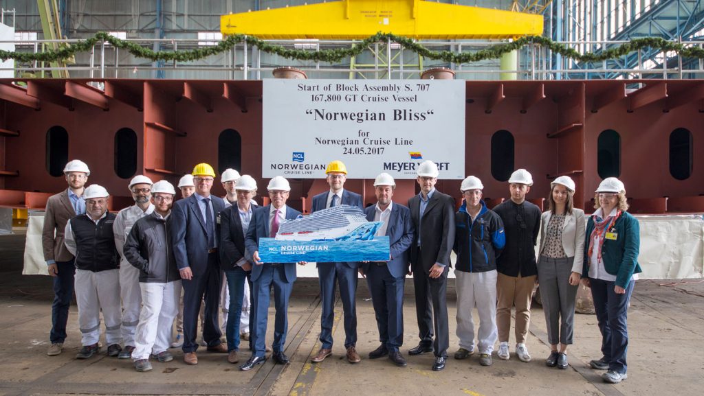 Feierliche Kiellegung in Papenburg. Foto: Norwegian Cruise Line