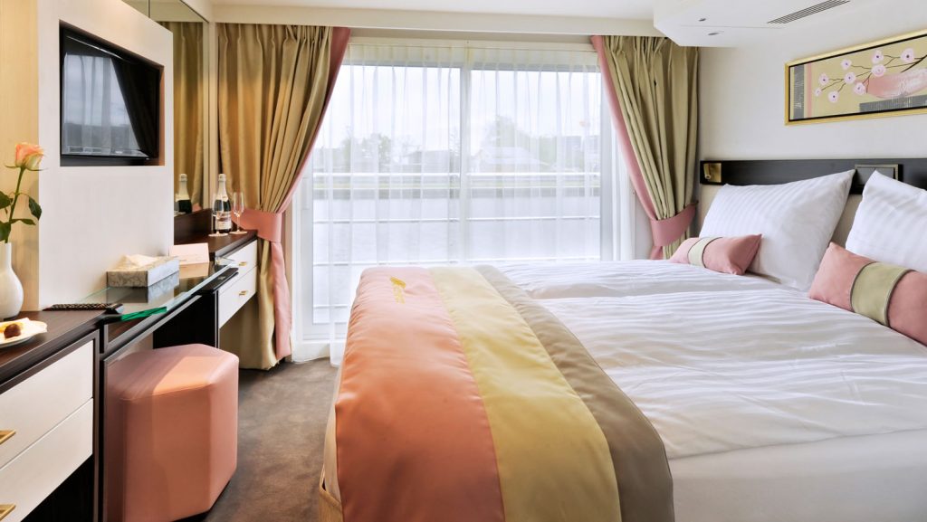 Die neuen Kabinen mit französischen Balkon auf dem Oberdeck. Foto: Reisebüro Mittelthurgau Fluss- und Kreuzfahrten