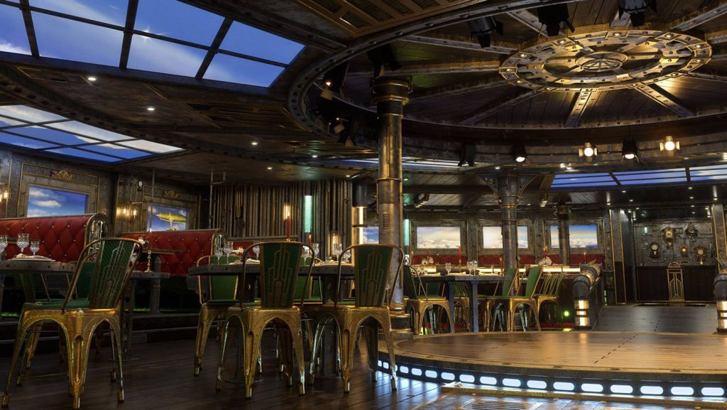 Das Time Machine Restaurant im Steampunk Stil. Foto: AIDA Cruises