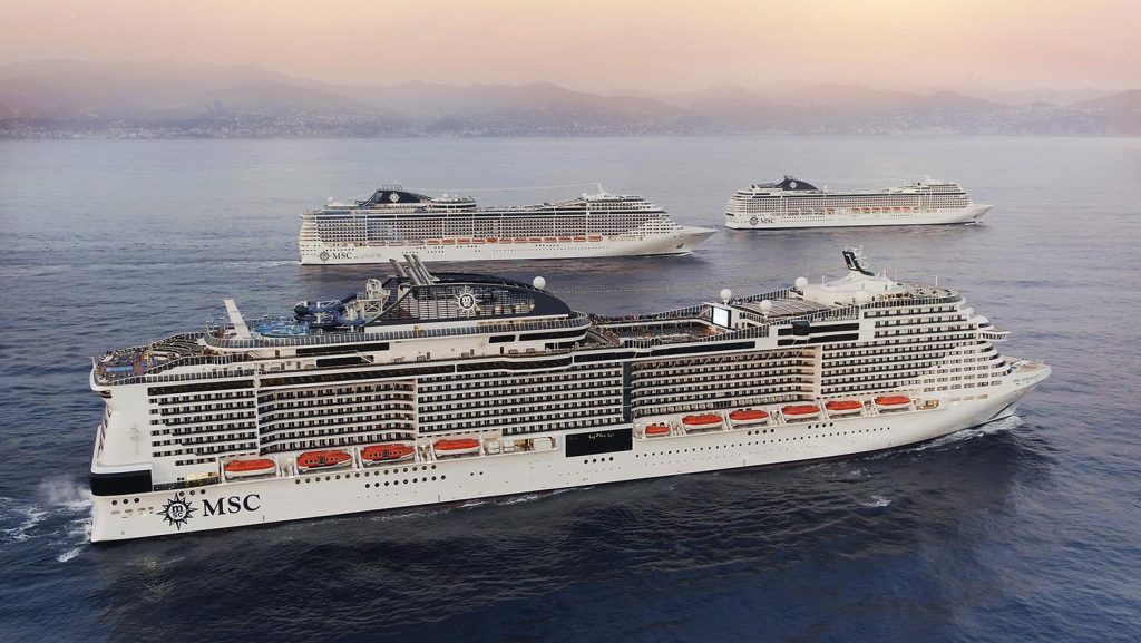 Flottentreffen von MSC vor Portofino. Foto: MSC Kreuzfahrten