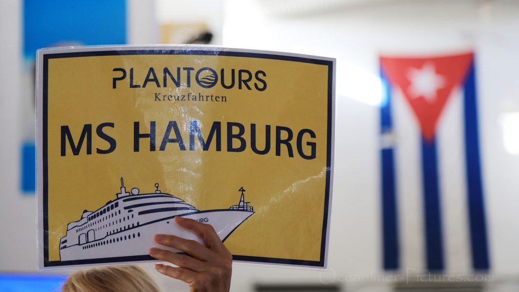 MS Hamburg Infotafel im Hafengebäude Havanna. / Foto: Oliver Asmussen/oceanliner-pictures.com