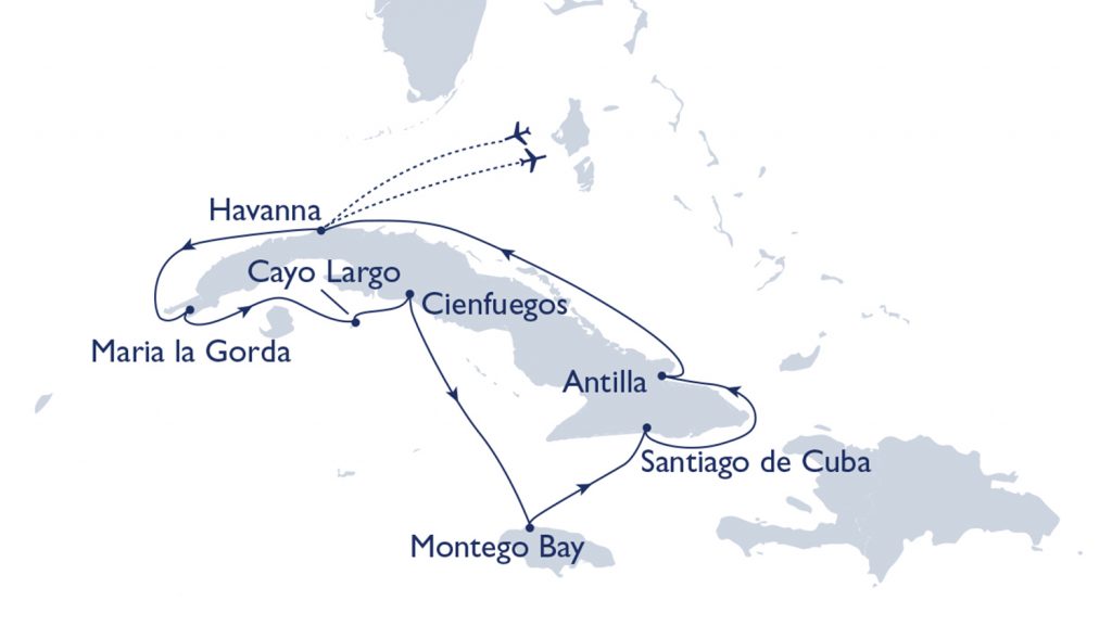 Routenkarte MS Hamburg Plantours Kuba intensiv. / Foto: Plantours Kreuzfahrten