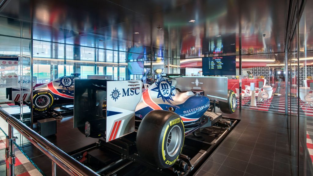 Der F1 Simulator an Bord der MSC Meraviglia. Foto: MSC Kreuzfahrten