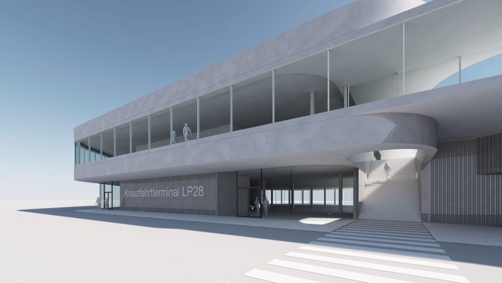 So wird das neue Terminalgebäude einmal aussehen. Foto: Port of Kiel