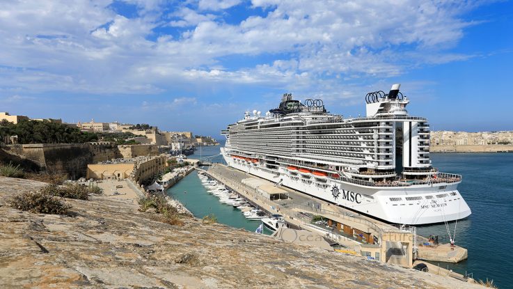 MSC Seaview im Hafen von Valletta. / Foto: Oliver Asmussen/oceanliner-pictures.com