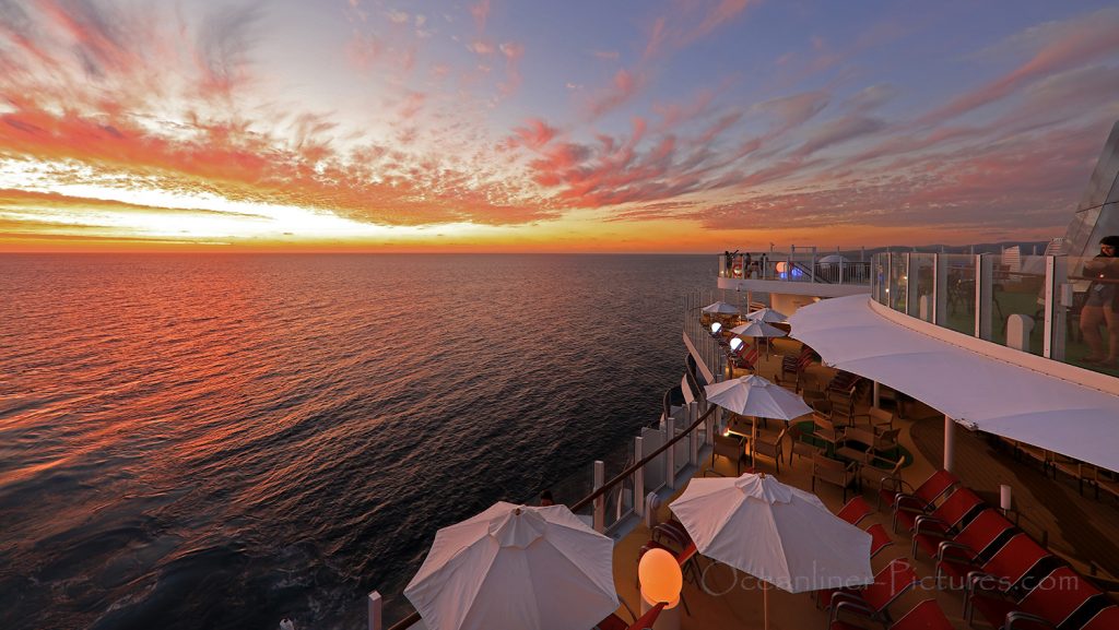 Blick auf Terrasse vor Four Elements AIDAnova / Foto: Oliver Asmussen/oceanliner-pictures.com