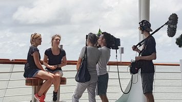 TV-Team an Bord der MS Amera